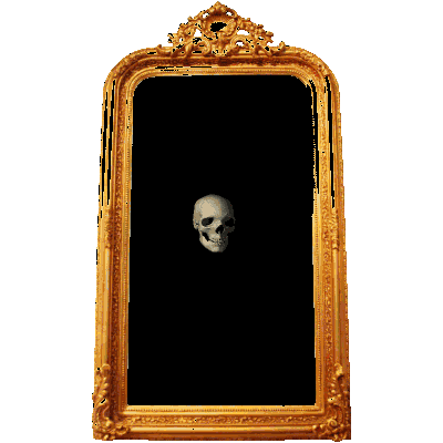 a mirror with a spinning skull in it... bad ass......,.